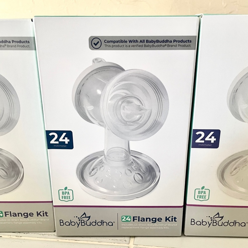 NWT Baby Buddha Bottle Kits and 24 mm Flange Kits (Three boxes of each)